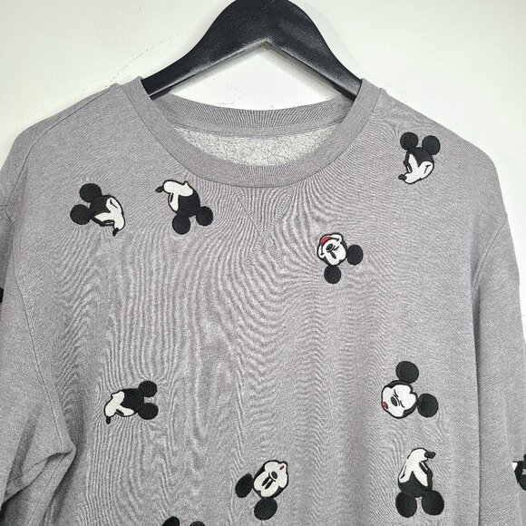 MIckey Mouse Gray Embroidered Lightweight Pullover Sweater - Picture 2 of 4